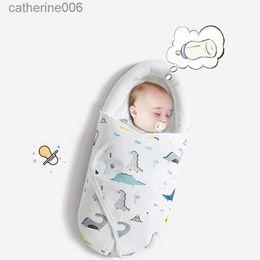 Sleeping Bags Newborn Baby Swaddle Blanket with Cartoon Pattern Infant Sleep Wrap with Head Protection Function Infant Nursery Wrap BagL231225