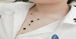 Luxury Brand Clover Pendant Necklace Black White Double Side Stainless Steel 18k Rose Gold Women Jewelry2655902