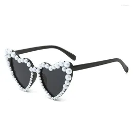 Sunglasses Heart-shaped Pearl Sweet Po Wedding Dress Personality Matching Network Red Luxury Love