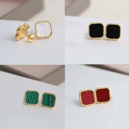 Stud 2023 Stud Four Leaf Clover Earring Stud Earrings Designer For Women Fashion Jewellery Woman 18K Gold Plated Blue Red Pink Ear Ring L