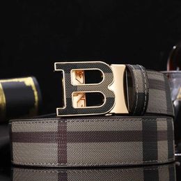 Mens Leather Belt Letter B Grid Automatic Buckle Business Casual Waistband 3 5CM Luxury Designer Jeans Dress Belts185o