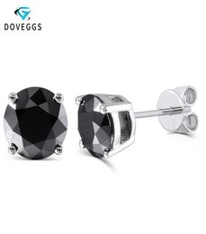 DovEggs Sterling Solid 925 Silver 2ctw 65mm Black Round Moissanite Diamond Stud Earrings For Women Push Back Earring Jewellery CJ193693206