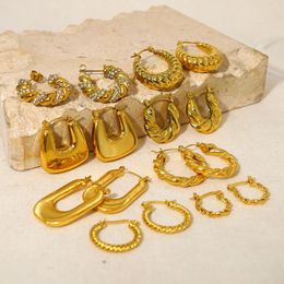 Hoop Earrings WILD & FREE PVD 18K Gold Plated Stainless Steel Chunky For Women Luxury Exquisite Vintage Jewellery Waterproof