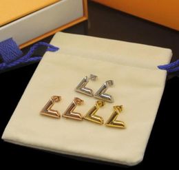 Fashion Earrings 316L stainless steel luxury women stud rose gold brand V letter triangle designer earring Jewellery gifts7816866