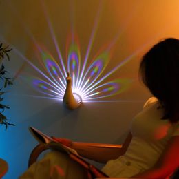 Peacock Projection Lamp LED Night Light Wall Table Decorative Mood Droplight For Kids.As Birthday Gifts Wo 231225