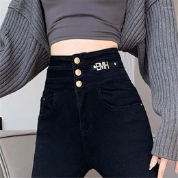 Women's Jeans High Waist White Women Fashion Stretch Skinny Vaqueros Black Slim Pencil Pants Ankle Length Denim Leggings Pantalones