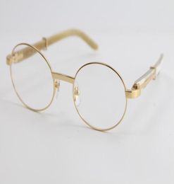 Eyewear Vintage frames Eyeglasses White Genuine Natural Horn Optical Classic pilots Metal Men 18K Gold Metal Glasses C Decorat4153538