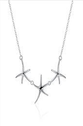 Plated sterling silver necklace 18 inches Three starfish pendant necklace DHSN124 925 silver plate Pendant Necklaces jewelry1393953