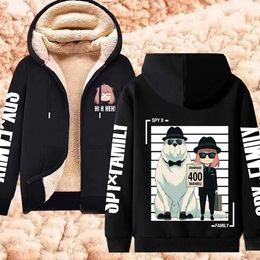 Anime Warm Zip Hoodie Spy X Family Fleece Sweatshirts Winter Lambwool Jackets Thick Thermal Hoodies Thicken Anya Forger Jacket