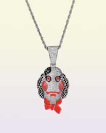 High Quality Micro Full CZ Thriller Mask Copper Casting Face Pendant Necklace Hiphop Hipster Men Women Trendy Punk Rapper Jewelry5631791