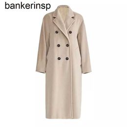 Top Luxury Coat Maxmaras 101801 Pure Wool Coat Original fabric coat with wool fleece double breasted long style Tang Jing and classic camel coat for women