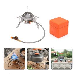 Mini collapsible windproof stove portable fierce stove outdoor cookout windproof stove gas tank stove 231225