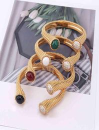 Brand Gold Color Top Zircon Egyptian Pharaoh Design Jewelry Colorful Bracelet Open Bangle Cuff7721899