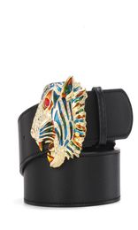 Color Lion Head Women039s Wide Cow Leather Ushape Snake Type Versatile Mesh Red Inlaid Diamond Wind Fashion Belt1645007
