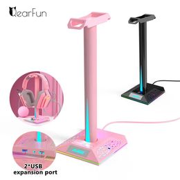 Earphones Rgb Pink Headset Stand with Usb Hub Black Pc Gamer Headphone Stand with Usb Expender Aux Jack Support Bluetooth Wireless Helmet