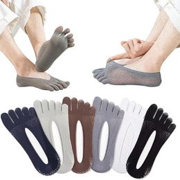 Men's Socks 3 Pairs Split Toe Boat Invisible Silk Shallow For Sport Fitness Yoga Breathable Sock Silicone Non-slip Durable Hose