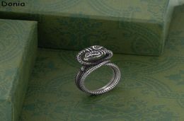 Donia Jewellery luxury ring retro double-headed silver inlaid zircon European and American fashion handmade designer gift4531795