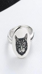 Top Design Ring for Woman Quality Silver Plated Rings Cute Letter Cat Personality Charm Fashion Jewelry Supply2486346