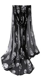 WholeAutumn Womens Scarf Girls Skulls Printed Black Long Soft Scarf Shawl Girls Neck Scarf4503988