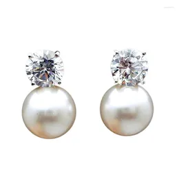 Stud Earrings Women Imitation Pearl Wedding Eternity Silver Color Daily Wear Temperament Elegant Jewelry