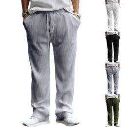 Men's Pants Men High Waist Elastic Sweatpants Drawstring Wide Leg Casual Trousers Fashion Loose S-2XL