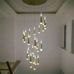 Modern 7W Led Pendant Lamps light Aluminum Conical Lustres Suspension Luminaire For Stairs Shop Chandelier Fixtures319H