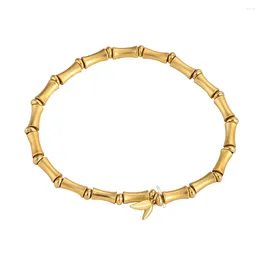 Strand Fine Brass Bamboo Joint Bracelets Chinese Luxury Lucky Jewellery Couple Golden Bracelet For Women Charm Bangles Fashion Party Gift