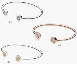 Fine Jewellery Authentic 925 Sterling Silver Bead Fit P Charm Bracelets Rose Gold Round Bead Fashion Open Safety Chain Pendant3762866