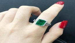 PANSYSEN Luxury Top Quality Emerald Rings for Women Wedding Engagement Cocktail Ring 100 925 Sterling Silver Fine Jewelry Gift Q114151398