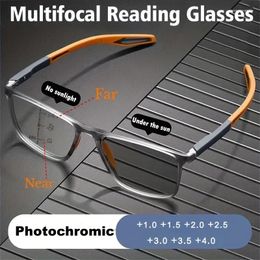 Sunglasses Pochromic TR90 Anti-blue Light Multifocal Reading Glasses Progressive Near Far Eyewear Men Women Sports Eyeglasses