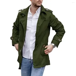 Men's Trench Coats Lightweight Jacket Stylish Mid-length Loose Fit Windproof Design Casual Streetwear For Fall Spring Seasons