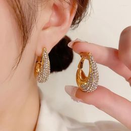 Huggie Hoop Earrings Autumn and Winter Style Exquisite Fashion Light Full Rhinestones Drop Ear Ring Personality Cool Wind Earrings.