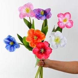 Decorative Flowers 1PC Artificial Tulip Branch Real Touch Floral Home Decor Large Petals Wedding Flores Arrangement Bridal Hand Bouquet 7