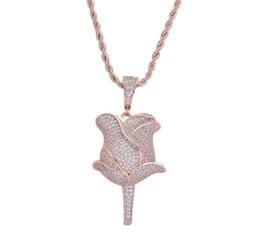 Fashione diamonds pendant necklaces for men women flower necklace western real gold plated copper zircon luxury jewelry gift for 3472490