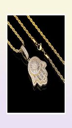 Iced Out Hand of Fatima Hamsa Pendant Necklace CZ Copper Top Quality Cubic Zircon Bling Bling For Men Women gifts4630469