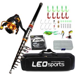 Combo 1.83.6m Carbon Telescopic Fishing Rod Combo Spinning Reel Fishing Set Short Travel Stick Carp Bass Pike Feeder Rod Full Kit