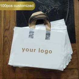 100pcs Custom Colorful Shopping Bags With Handle Plastic Gift Bag Print One Color On Double sided Free Design 231225