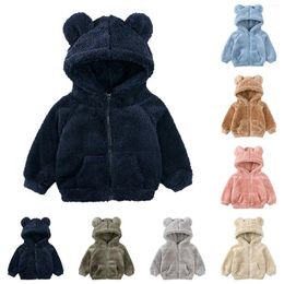 Jackets Toddler Kids Girls Boys Full Zip Up Fleece Hooded Jacket Coat Bear Ear Long Sleeve Thick Outerwear Snowsuit