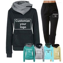 Women's Two Piece Pants Customised Logo Fashion Hoodie Tracksuits For Women Classic Customization DIY Printed Sweatshirt Set Hooded Pullover