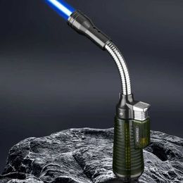 Long Hose Jet Flame Torch Lighter Rotation Turbo Windproof Butane No Gas Cigar Lighter Outdoor Camping Barbecue Kitchen Igniter