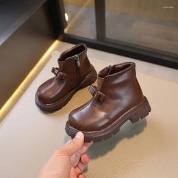 Boots Girls 2023 Autumn And Winter Cotton Thick Bottom Princess Drop Bow Simple Non-slip Children