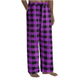 Men's Sleepwear Home Wear Straght Casual Business Pants Cotton Soft Men Jogger Sweatpants Plaid Pyjama Lounging 2024