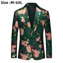 2024 Men's Business Office Floral Suit Jacket Korean Slim Fit Evening Party Club Suits Blazers Men Jacquard Host Dress Male 231222