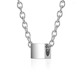 Pendant Necklaces Titanium Steel Small Square Necklace Hole Men's And Women's Cross Jewellery