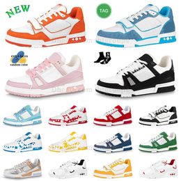 Pink Designer Shoes Loafers Casual Shoe Mens Womens Trainer Outdoor Walking Trainers high quality Platform Shoes Calfskin Leather Abloh Overlays Platform Tennis