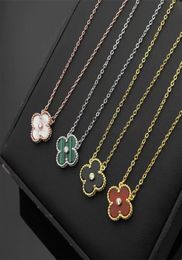 Fashion Korean Women039s Pendant Crystal Necklace Classic Design Clover Necklace Natural Shell Turquoise Stainless Steel Neck9220534