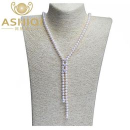 Real Natural Freshwater Long Pearl Choker Necklace Sweater Chain Jewellery For Women Gift Chains218V