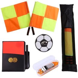 Soccer Referee Flag Coin Cards Whistle Set Professional Football Red Card And Yellow Kit Sport Training Useful Tool 231225