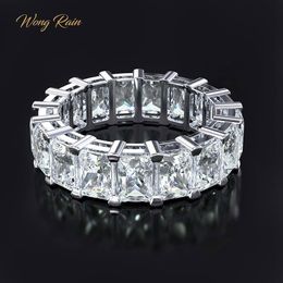 Wong Rain 100% 925 Sterling Silver Created Moissanite Gemstone Wedding Engagement Cocktail Women Ring Fine Jewellery Whole CJ191207i