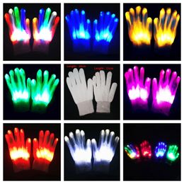 LED Gloves Neon Glowing Halloween Party Light Props Luminous Flashing Skull Stage Costume Christmas Children's Day Gift 231225